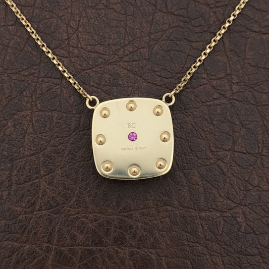 Designer Roberto Coin "Pois Moi" Diamond 18K White and Yellow Necklace
