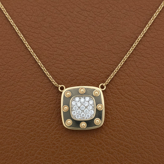 Designer Roberto Coin "Pois Moi" Diamond 18K White and Yellow Necklace