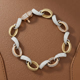 Designer Natural Fancy Light Pink, Natural Vivid Yellow and White 7.50cttw Diamond 18k TriColor Bracelet