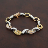 Designer Natural Fancy Light Pink, Natural Vivid Yellow and White 7.50cttw Diamond 18k TriColor Bracelet