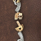 Designer Natural Fancy Light Pink, Natural Vivid Yellow and White 7.50cttw Diamond 18k TriColor Bracelet