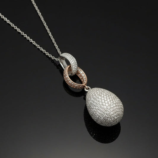 Designer 9.44cttw Diamond (Natural Light Pink/White) 18kt Rose, White and Yellow Gold Necklace