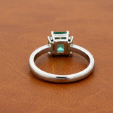 Modern Emerald and Diamond Platinum Ring