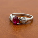 Modern Ruby and Diamond Platinum Ring