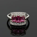 Modern Tourmaline and Diamond 14Kt White Gold RIng
