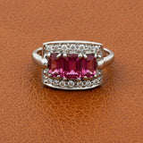 Modern Tourmaline and Diamond 14Kt White Gold RIng