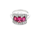 Modern Tourmaline and Diamond 14Kt White Gold RIng