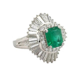 Estate Modern Fine Colombia Emerald (GIA) and Diamond Platinum Ring