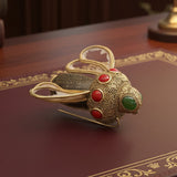 Italian Designer Orfaley - Modern 1970's Multi Stone 14K Yellow Gold Figural Brooch