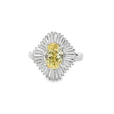 Modern 1.96ct Natural Light Fancy (Center) Diamond Platinum Ring