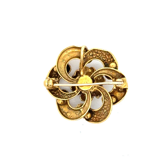 Modern 1960's Enamel and Emerald 14k Yellow Gold Pendant/Brooch
