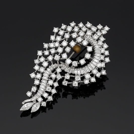 Mid Century Modern 1960's 6.08 cttw Diamond 14K White Gold Pendant/Brooch