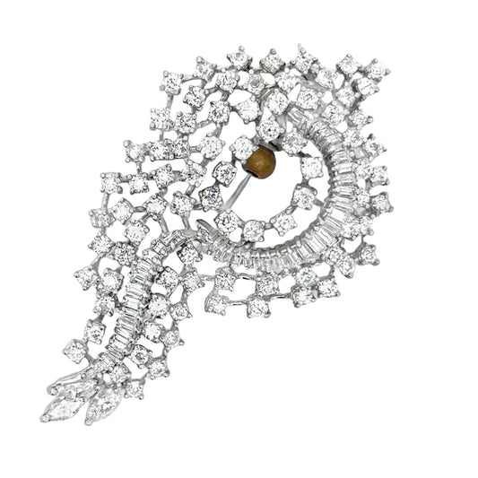 Mid Century Modern 1960's 6.08 cttw Diamond 14K White Gold Pendant/Brooch