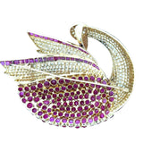 Modern 1980's 22.00cttw Ruby and 5.50 cttw Diamond 14Kt Yellow Gold Swan Pendant/Brooch
