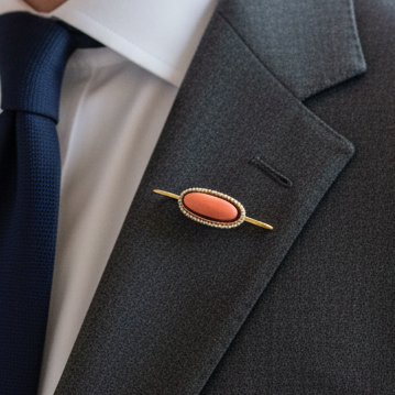 Victorian 1880 Natural Seed Pearls and Coral 14K Yellow Gold Brooch