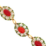 Italian 1960's Coral, Green & White Enamel 14kt/18kt Yellow Gold set