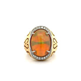 Estate Spark Creations Opal and Diamond 18K Yellow/White Gold Ring