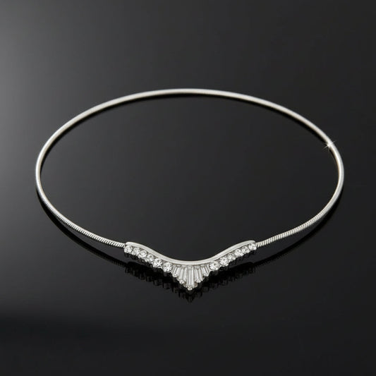 Modern Diamond & Platinum Necklace
