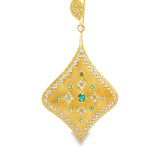 Italian Designer Diamond & Emerald 18Kt Yellow Gold Dangle Earring