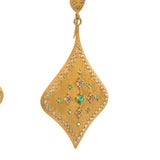 Italian Designer Diamond & Emerald 18Kt Yellow Gold Dangle Earring
