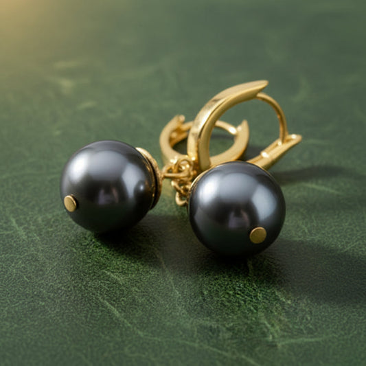 Modern 11.5mm Tahitian Pearl 14kt Yellow Gold Drop Earring