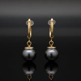 Modern 11.5mm Tahitian Pearl 14kt Yellow Gold Drop Earring