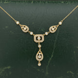 Modern Art Deco Revival Diamond and 14Kt Yellow Gold Necklace
