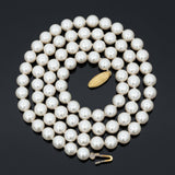 Modern 6.50 x 7.00 mm Japanese Akoya Cultured Pearls 24" 14kt Yellow Gold Necklace
