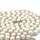 Modern 1990's Japanese Akoya Cultured Pearls 36" 14kt Yellow Gold Necklace