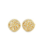 Modern Diamond Filigree 18Kt Yellow Gold Earrings