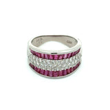 Modern Fine Ruby and Diamond Platinum Ring