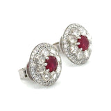 Modern Gem Ruby and Diamond 18Kt White Gold Earrings