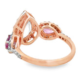 Modern Pink Sapphire Kunzite, Diamond 14kt Yellow Gold Ring