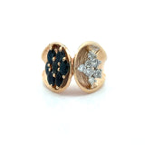 Modern 1960's Diamond and Sapphire 14kt Yellow Gold Ring