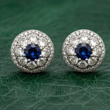 Modern Gem Sapphire and Diamond 18K White Gold Earrings