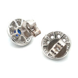 Modern Gem Sapphire and Diamond 18K White Gold Earrings