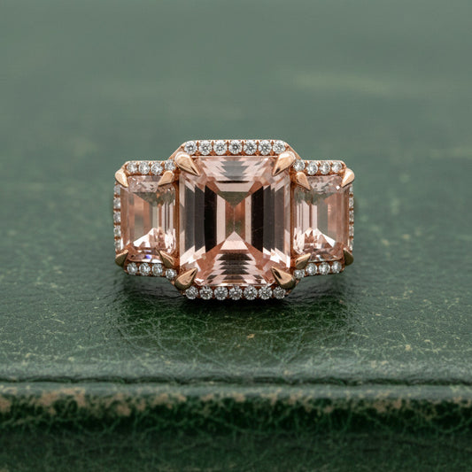 Modern 7.52cttw Morganite and Diamond 18kt Rose Gold Ring