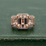 Modern 7.52cttw Morganite and Diamond 18kt Rose Gold Ring
