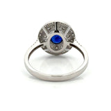Modern Fine Sapphire and Diamond 14Kt White Gold Ring