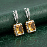 Modern 8.00cttw Citrine and Diamond 14k White Gold Dangle Earring