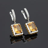 Modern 8.00cttw Citrine and Diamond 14k White Gold Dangle Earring
