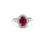Modern Ruby and Diamond 18K White Gold Ring