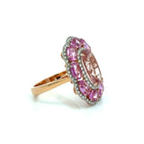 Modern Pink Sapphire, Morganite, Diamond 18Kt Yellow Gold Ring