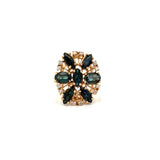 Modern Blue Sapphire And Diamond 14kt Yellow Gold Cluster Ring