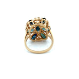 Modern Blue Sapphire And Diamond 14kt Yellow Gold Cluster Ring