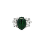 Modern Jade & Diamond 14K White Gold Ring