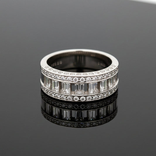 Modern Designer .86cttw Diamond 18K White Gold Ring