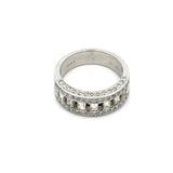 Modern Designer .86cttw Diamond 18K White Gold Ring