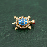 Modern Enamel, Garnet, and Diamond 14kt Yellow Gold Turtle Pendant