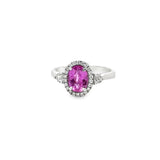 Modern Pink Sapphire and Diamond 18Kt White Gold Ring